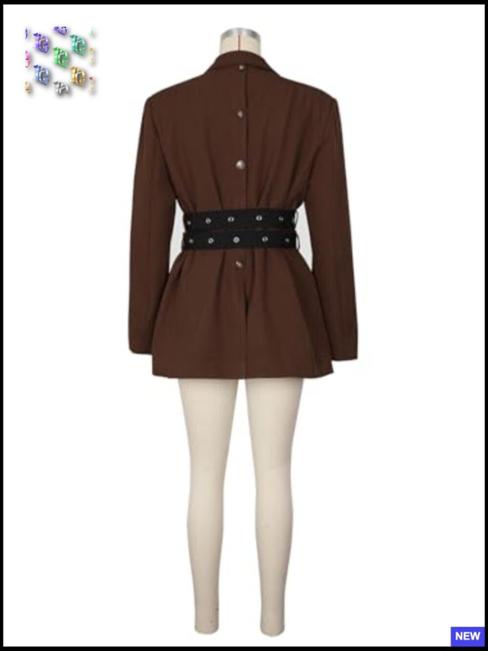 Oversized Blazer Dress Long Sleeve Belted Trench Style Fall Work Office Chic - Picture 6 of 6